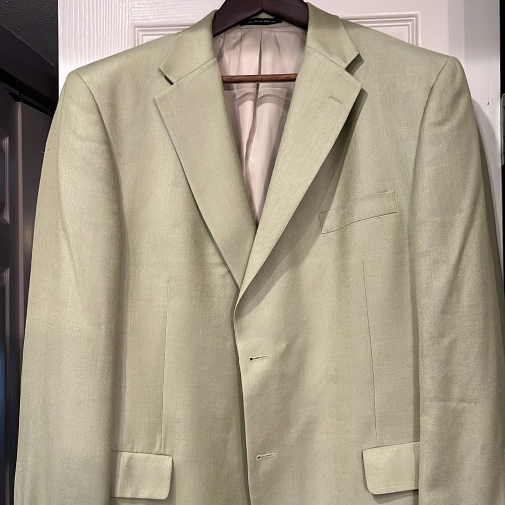 Roundtree & Yorke Celery Green Men’s Sport Coat. 46R. Gently worn 52% Silk - Picture 3 of 11